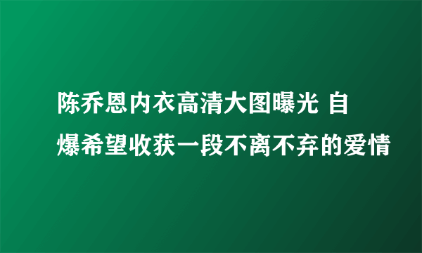 陈乔恩内衣高清大图曝光 自爆希望收获一段不离不弃的爱情