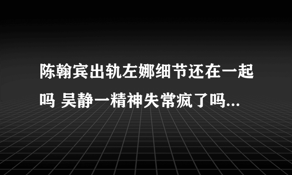 陈翰宾出轨左娜细节还在一起吗 吴静一精神失常疯了吗现在怎样了