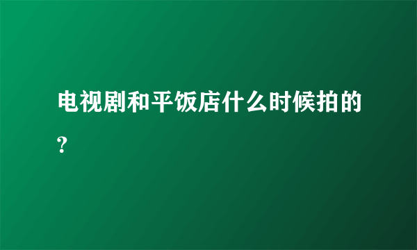 电视剧和平饭店什么时候拍的？