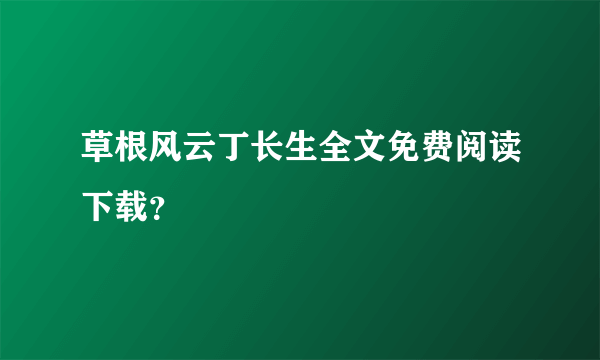 草根风云丁长生全文免费阅读下载？