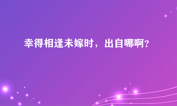 幸得相逢未嫁时，出自哪啊？