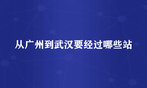 从广州到武汉要经过哪些站