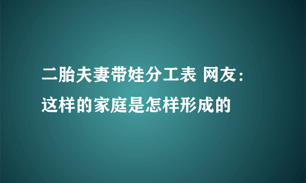 二胎夫妻带娃分工表 网友：这样的家庭是怎样形成的