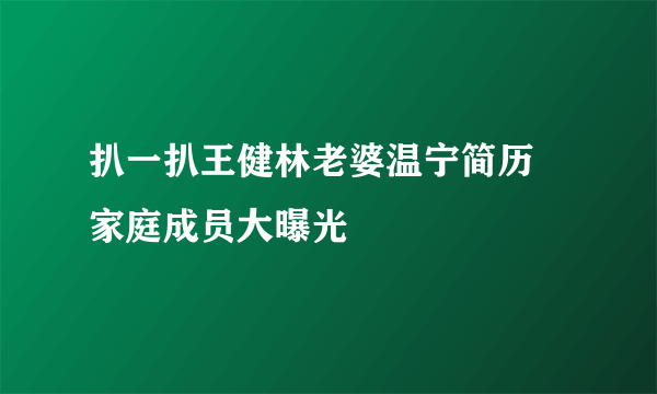 扒一扒王健林老婆温宁简历 家庭成员大曝光