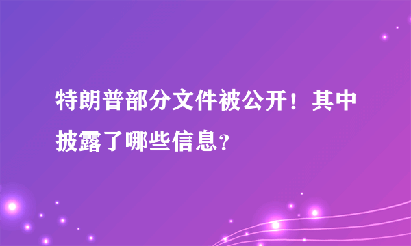 特朗普部分文件被公开！其中披露了哪些信息？