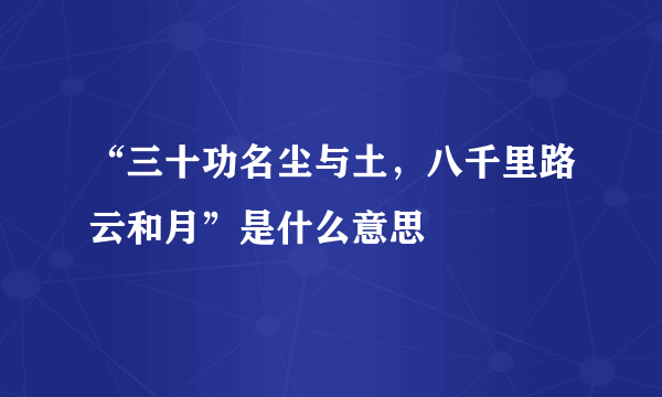 “三十功名尘与土，八千里路云和月”是什么意思