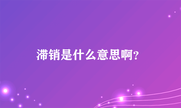 滞销是什么意思啊？