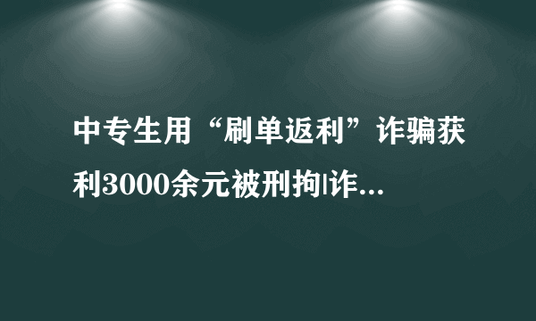 中专生用“刷单返利”诈骗获利3000余元被刑拘|诈骗_飞外新闻