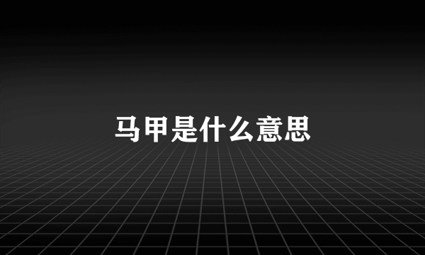 马甲是什么意思