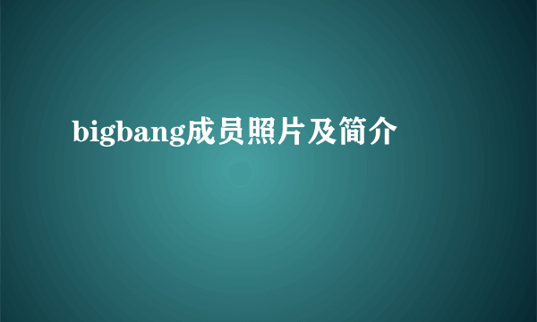 bigbang成员照片及简介