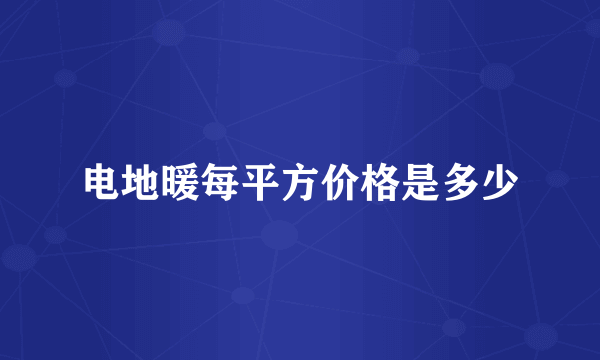 电地暖每平方价格是多少