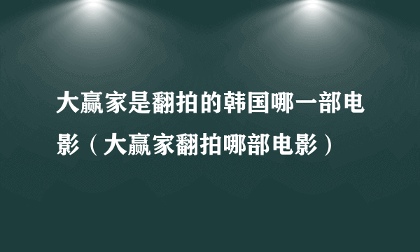 大赢家是翻拍的韩国哪一部电影（大赢家翻拍哪部电影）