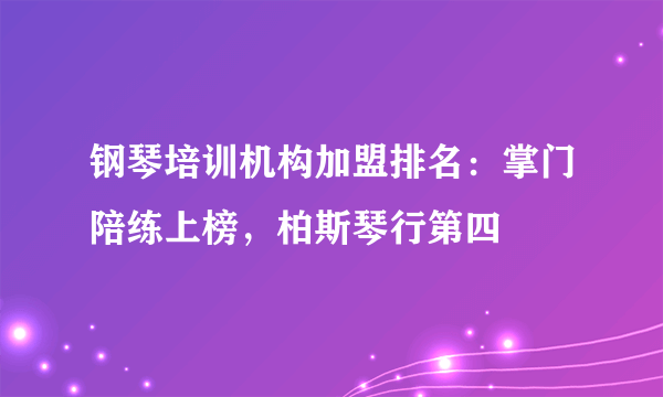 钢琴培训机构加盟排名：掌门陪练上榜，柏斯琴行第四