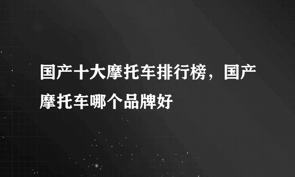 国产十大摩托车排行榜，国产摩托车哪个品牌好