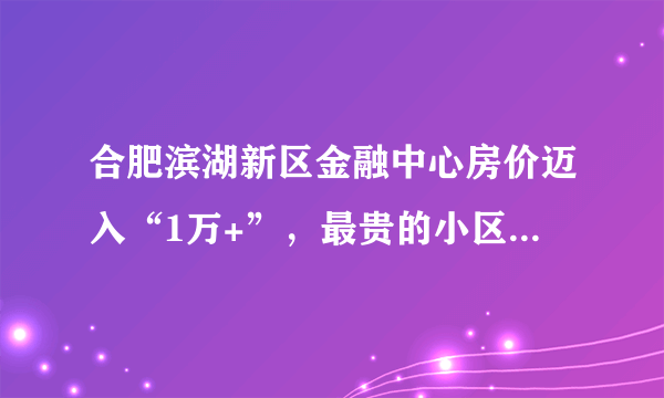 合肥滨湖新区金融中心房价迈入“1万+”，最贵的小区均价超过2万/平