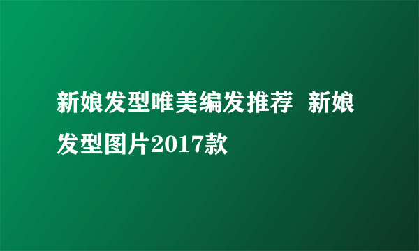 新娘发型唯美编发推荐  新娘发型图片2017款