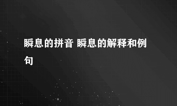 瞬息的拼音 瞬息的解释和例句