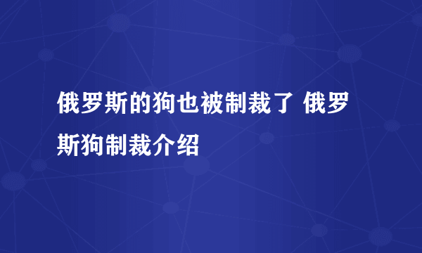 俄罗斯的狗也被制裁了 俄罗斯狗制裁介绍