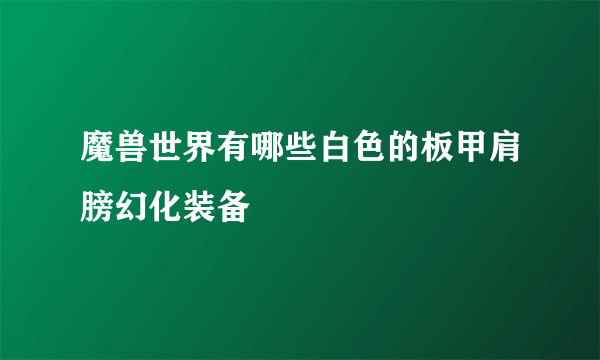 魔兽世界有哪些白色的板甲肩膀幻化装备