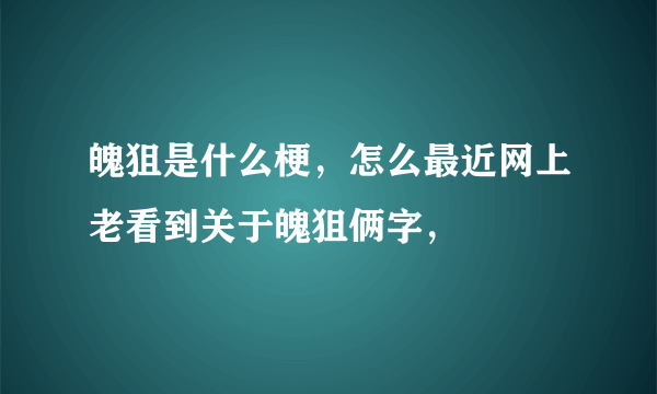 魄狙是什么梗，怎么最近网上老看到关于魄狙俩字，