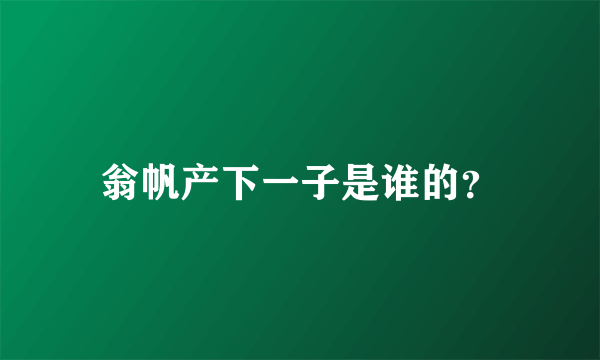 翁帆产下一子是谁的？