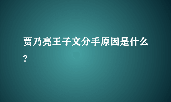 贾乃亮王子文分手原因是什么?