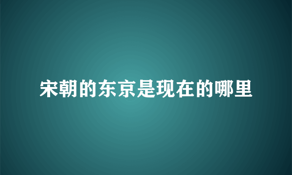 宋朝的东京是现在的哪里