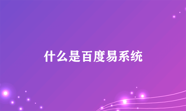 什么是百度易系统