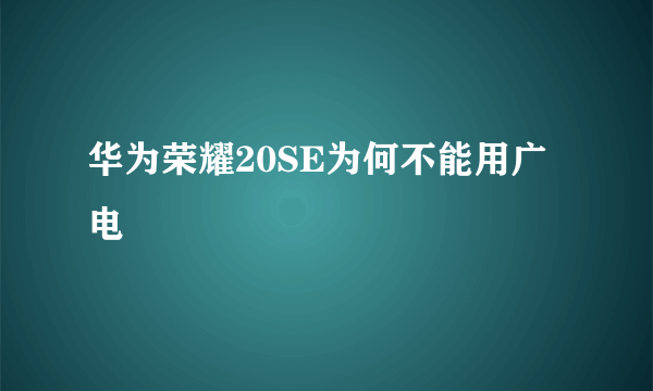 华为荣耀20SE为何不能用广电