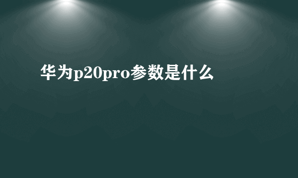 华为p20pro参数是什么