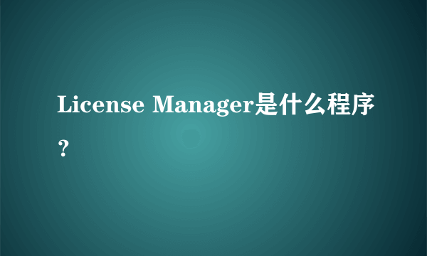 License Manager是什么程序？