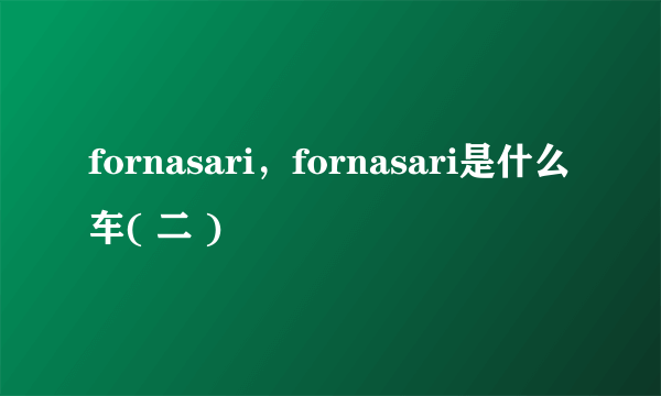 fornasari，fornasari是什么车( 二 )