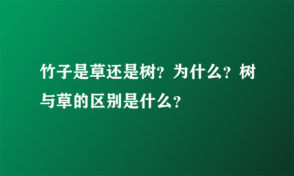 竹子是草还是树？为什么？树与草的区别是什么？