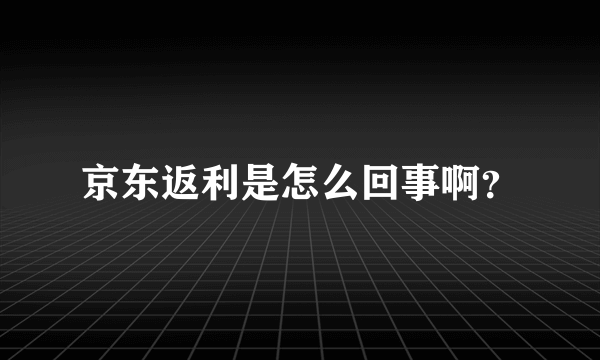 京东返利是怎么回事啊？