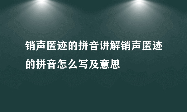 销声匿迹的拼音讲解销声匿迹的拼音怎么写及意思