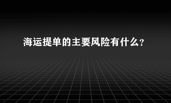 海运提单的主要风险有什么？