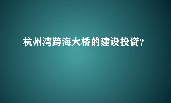 杭州湾跨海大桥的建设投资？