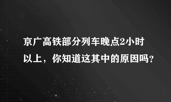 京广高铁部分列车晚点2小时以上，你知道这其中的原因吗？