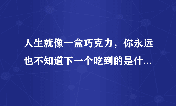 人生就像一盒巧克力，你永远也不知道下一个吃到的是什么味道。是什么意思？