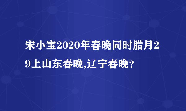 宋小宝2020年春晚同时腊月29上山东春晚,辽宁春晚？