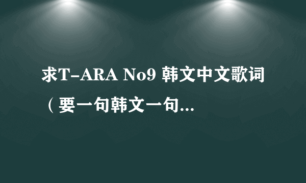 求T-ARA No9 韩文中文歌词（要一句韩文一句中文，一一对应的）