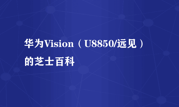 华为Vision（U8850/远见）的芝士百科