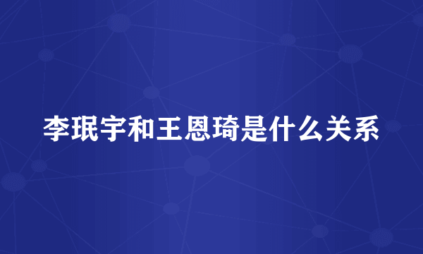 李珉宇和王恩琦是什么关系