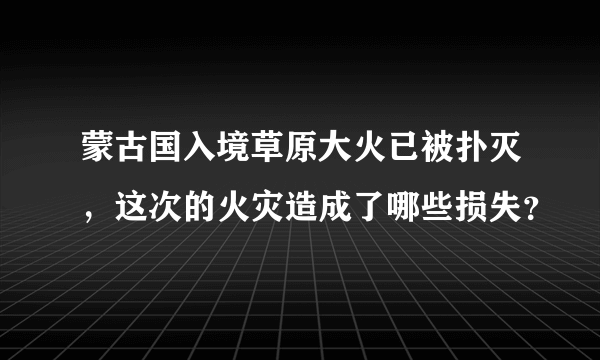 蒙古国入境草原大火已被扑灭，这次的火灾造成了哪些损失？