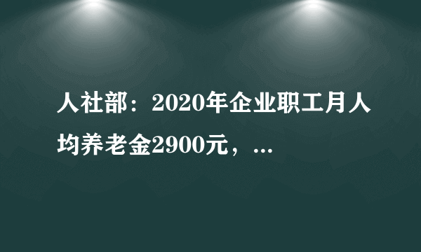 人社部：2020年企业职工月人均养老金2900元，2035年老年人口达4.2亿