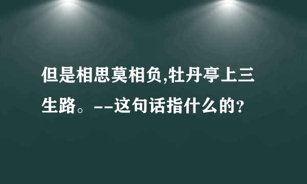 但是相思莫相负,牡丹亭上三生路。--这句话指什么的？