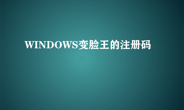 WINDOWS变脸王的注册码