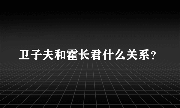 卫子夫和霍长君什么关系？