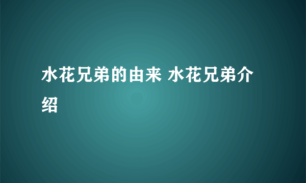 水花兄弟的由来 水花兄弟介绍