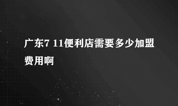 广东7 11便利店需要多少加盟费用啊